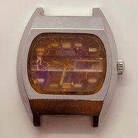 Vecchio orologio meccanico rettangolare per parti e riparazioni - non funziona