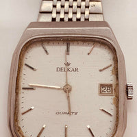 Fecha de cuarzo de Delkar de los años ochenta reloj Para piezas y reparación, no funciona