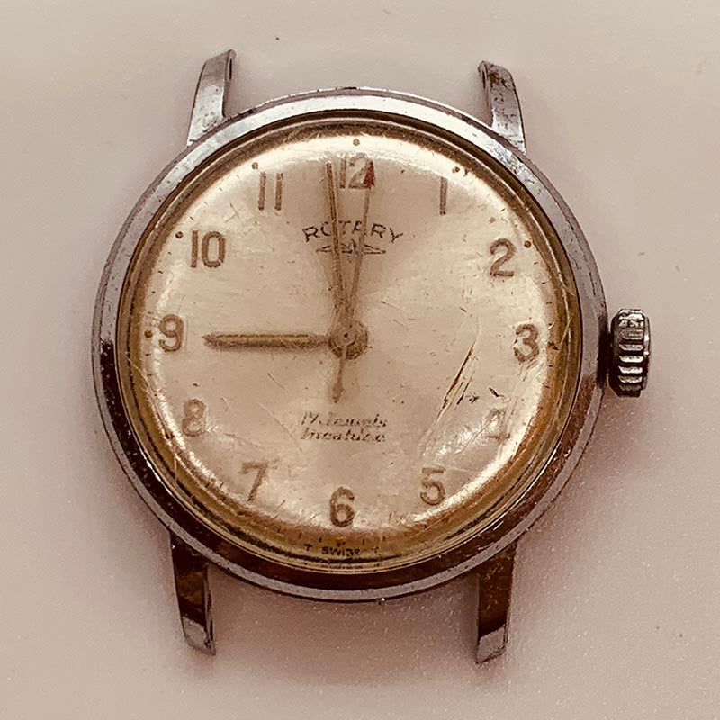 Rotary 17 Jewels Incabloc Swiss Windup Watch for Repair NOT