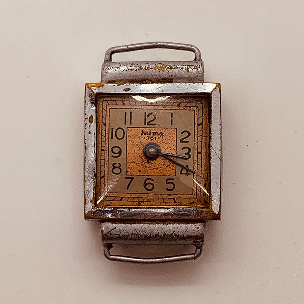 1940 Art Deco Huma 761 reloj Para piezas y reparación, no funciona