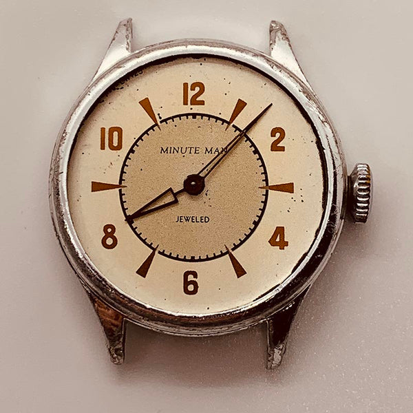 1960s Ingraham USA Minute Man Jeweled Watch for Parts & Repair - NOT WORKING